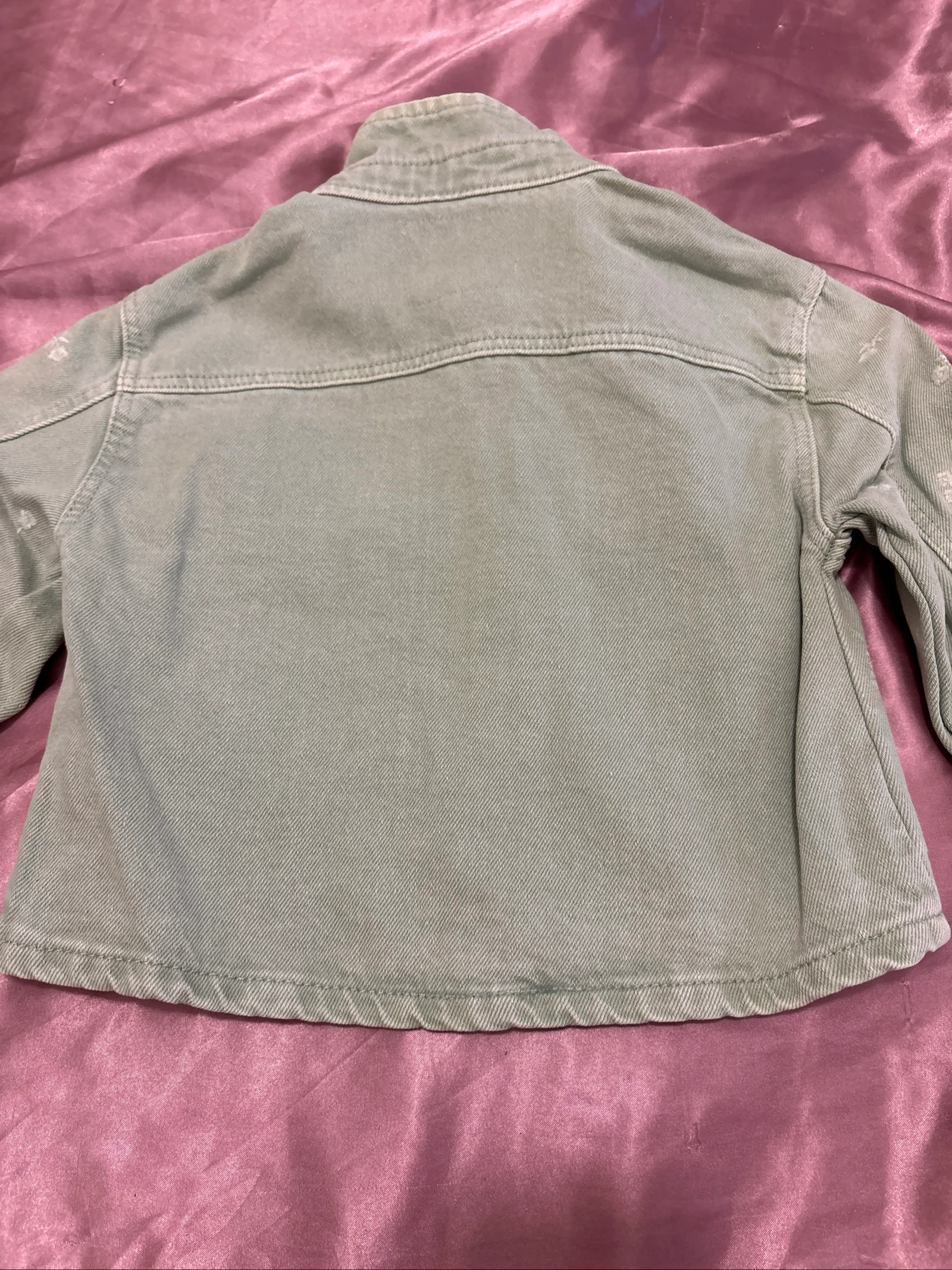 Mint Green Floral Print Kids' Denim Jacket – photo 4